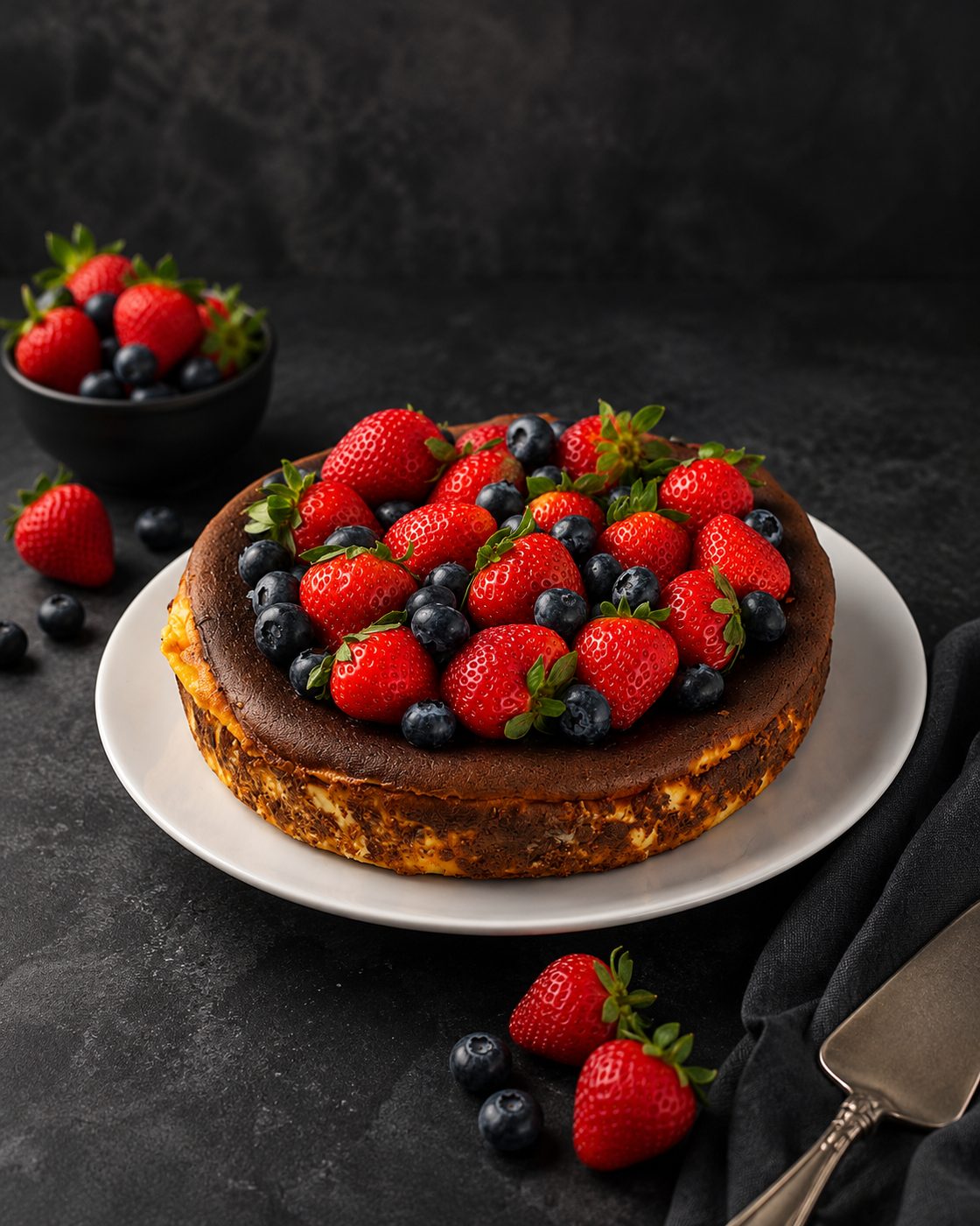 Tarta vasca con frutos rojos